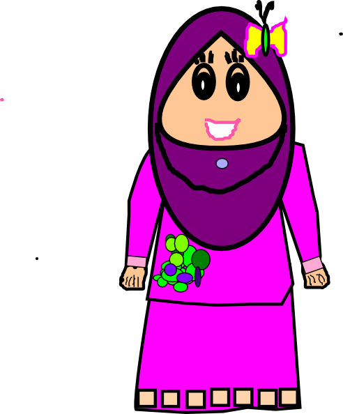 Cute Craft - Muslimah Cartoon (492x594), Png Download