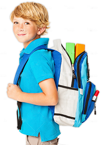 Boy With Bag - Boy School Png (341x509), Png Download