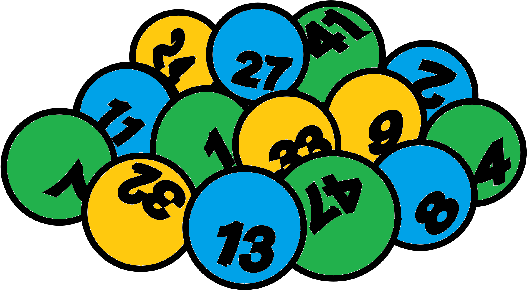 Colorized Lottery Balls - Lottery (2400x1322), Png Download