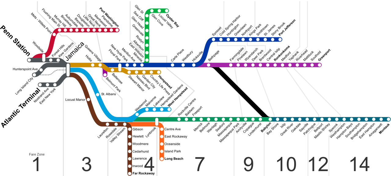 Long Island Rail Road Timings And Schedule - Jamaica Station New York Map (1280x576), Png Download