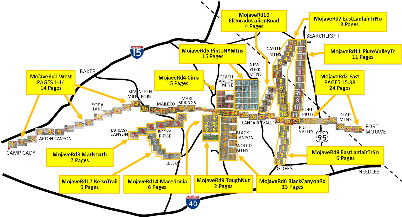 Mojave Road Area Trails And Historic Sites - Mojave Road Map (1370x739), Png Download