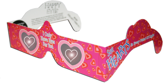 Heart Happy Eyes Holographic Lens Glasses (600x287), Png Download