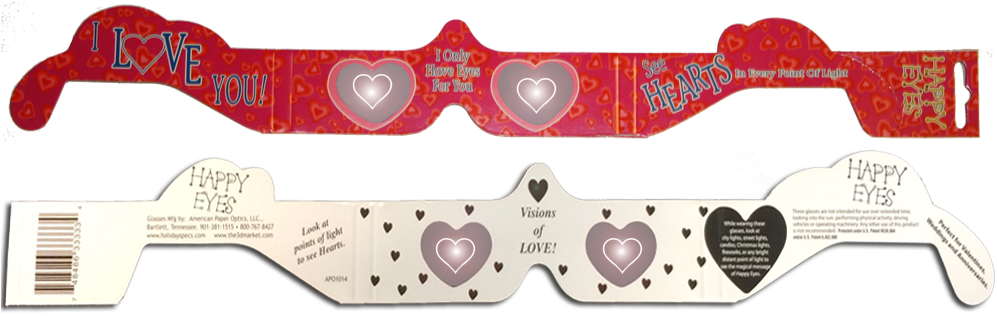 Heart 3d Glasses - 3d Heart Glasses (1000x358), Png Download