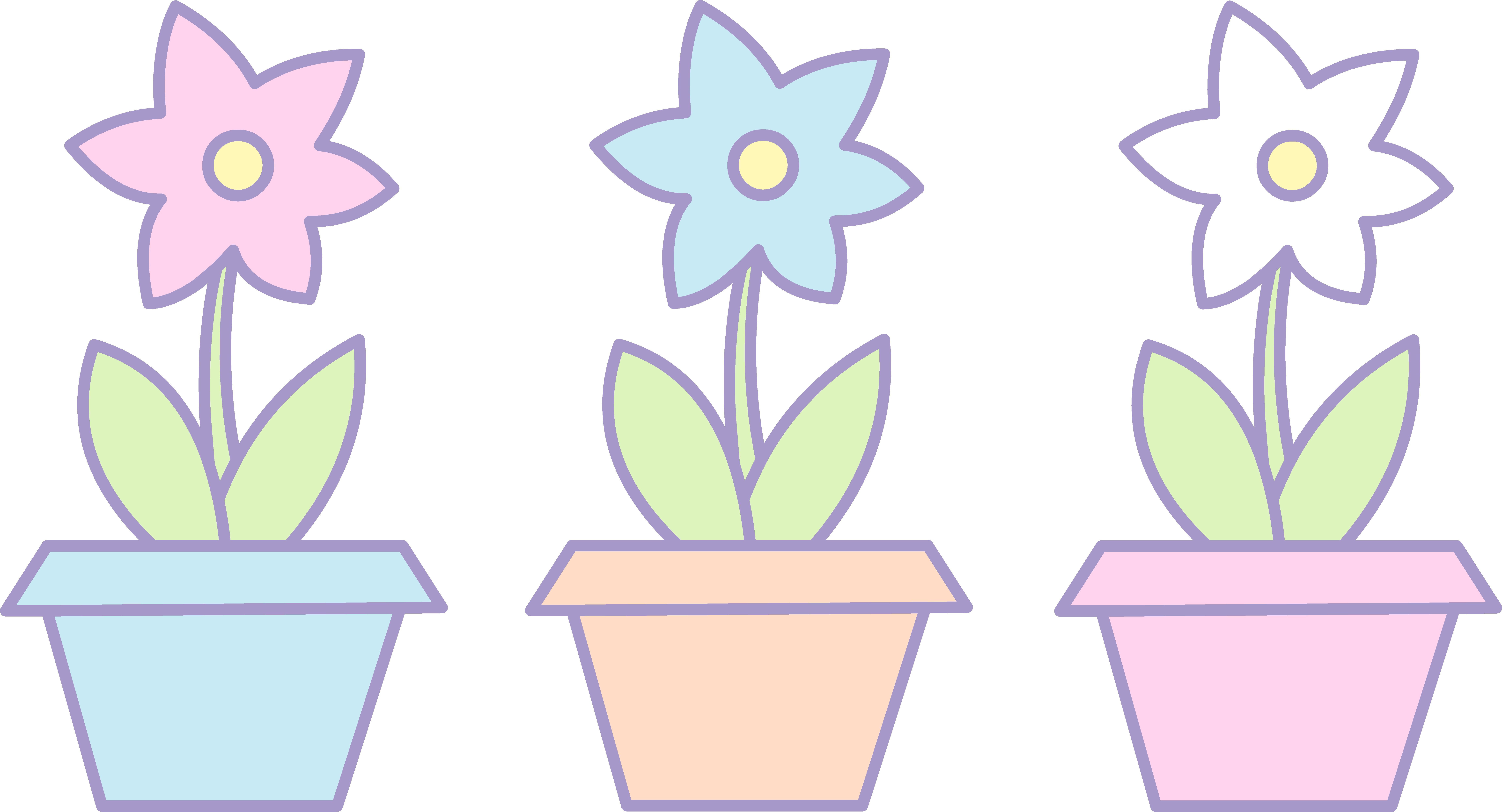Flowerpots Clipart Different Flower - Cute Flower In Pot Transparent (9216x4985), Png Download
