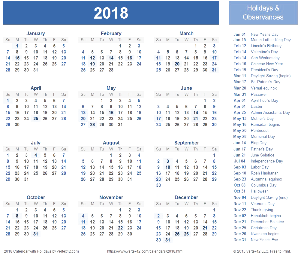 2018 Calendar Transparent Background - 2018 Calendar With Holidays Usa (1032x868), Png Download