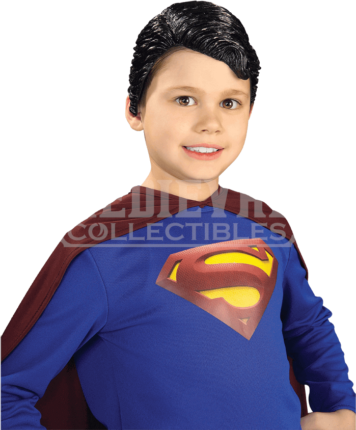 Kids Deluxe Superman Vinyl Wig - Superman Deluxe Boys Vinyl Wig (850x850), Png Download
