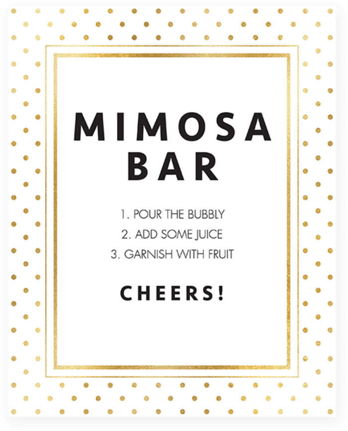 Gold Glitter Printable Mimosa Sign By Littlesizzle - Baby Shower (819x1024), Png Download