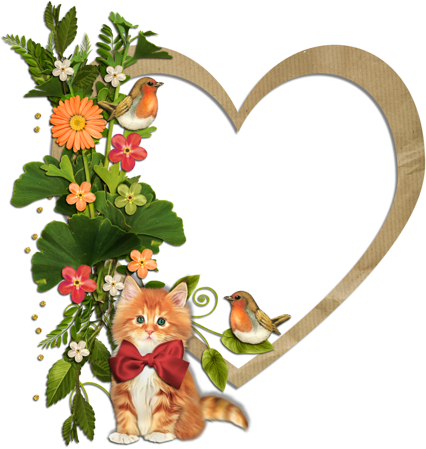 Hearts Frames With Flowers (1600x1600), Png Download