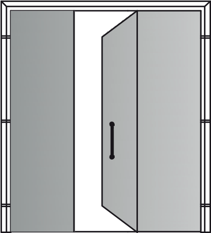 Leaved Door Opening To Push With Two Fixed Side Blind - Sliding Door (600x600), Png Download