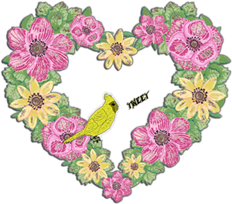 Floral Heart Wreath Heart Wreath With Cardinal Heart - Wreath (400x300), Png Download