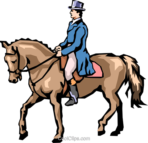 Man On Horseback Royalty Free Vector Clip Art Illustration - Man Riding Horse Clipart (480x465), Png Download