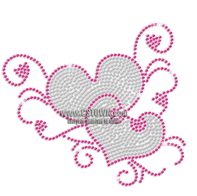 Pink Floral Heart Iron-on Rhinestone Transfer - Heart (450x450), Png Download