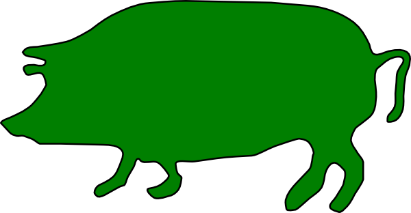 Green Pig Clip Art - Pig Silhouette Clip Art (600x312), Png Download