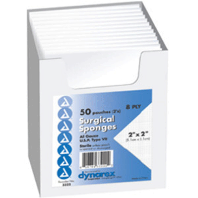 Sterile Gauze Pad Sponges, 8-ply Highly Absorbent - Dynarex - 3322-cs - Surgical Gauze Sponges Sterile-300/case (500x500), Png Download