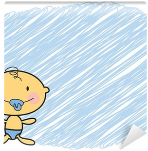 Cartoon Baby Fair Skin Boy And Scribble Frame Wall - Cartoon Baby Boy (400x400), Png Download