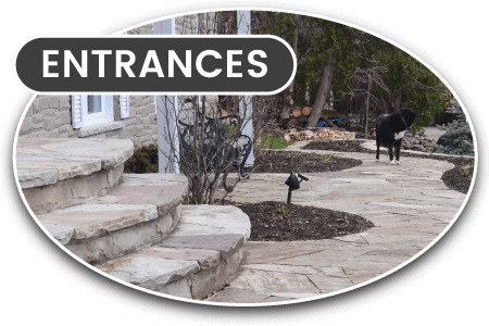 Home Entrance With Stone Landscaping - House (450x300), Png Download