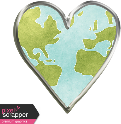 Globe Heart - Unshadowed - Recycling (456x456), Png Download