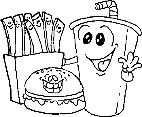 Dibujos De Comida - Comida Chatarra Para Colorear (600x470), Png Download