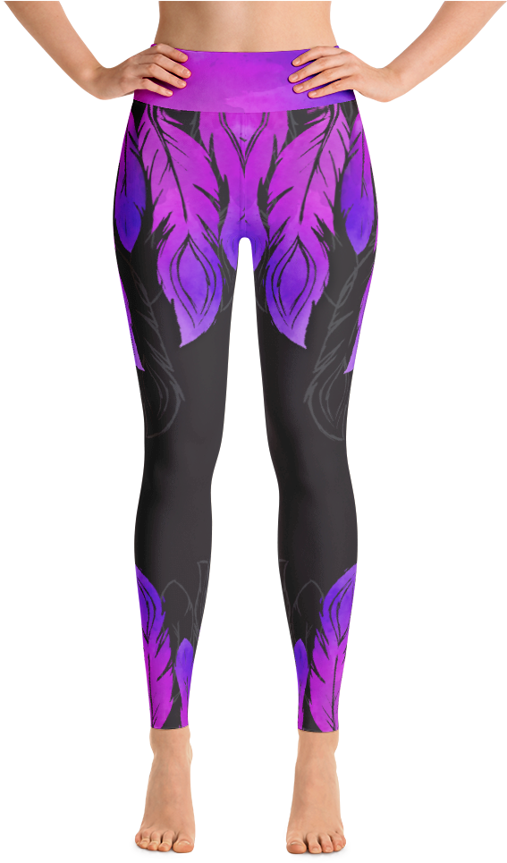 Purple Feather Yoga Leggings (1000x1000), Png Download