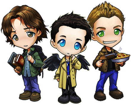 27 Images About Supernatural On We Heart It - Sam Dean And Castiel Cartoon (500x376), Png Download