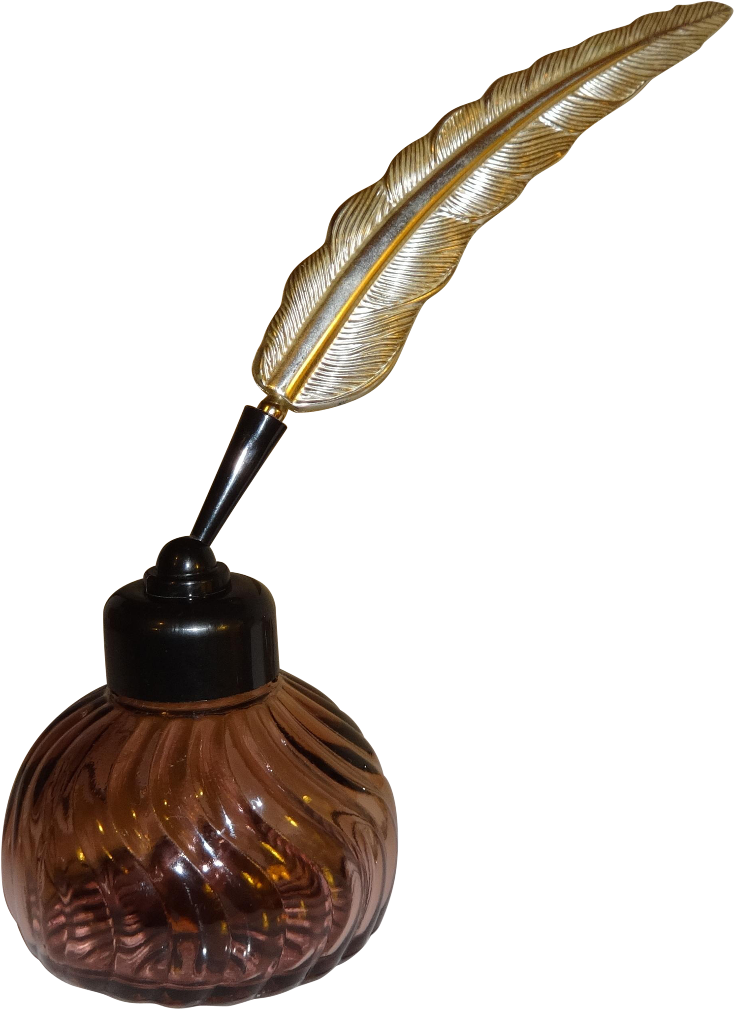 Avon Purple Glass Inkwell Bottle With Plastic Feather (2048x2048), Png Download