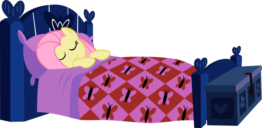 Download Fluttershy Sleeping In Bed Clipart Fluttershy - Cartoon (900x442), Png Download