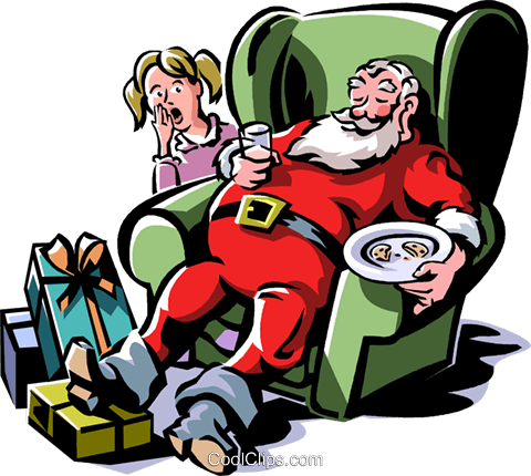 Santa Sleeping In A Chair Royalty Free Vector Clip - Santa Sleeping (480x430), Png Download