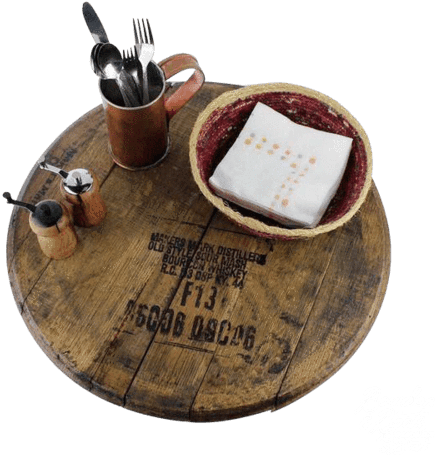 Reclaimed Barrel Top Wooden Lazy Susan - Barrel (500x500), Png Download