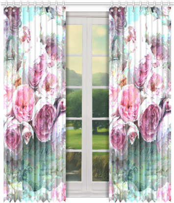 Pink Flowers Window Curtain 50" X 96" - Window Valance (500x500), Png Download