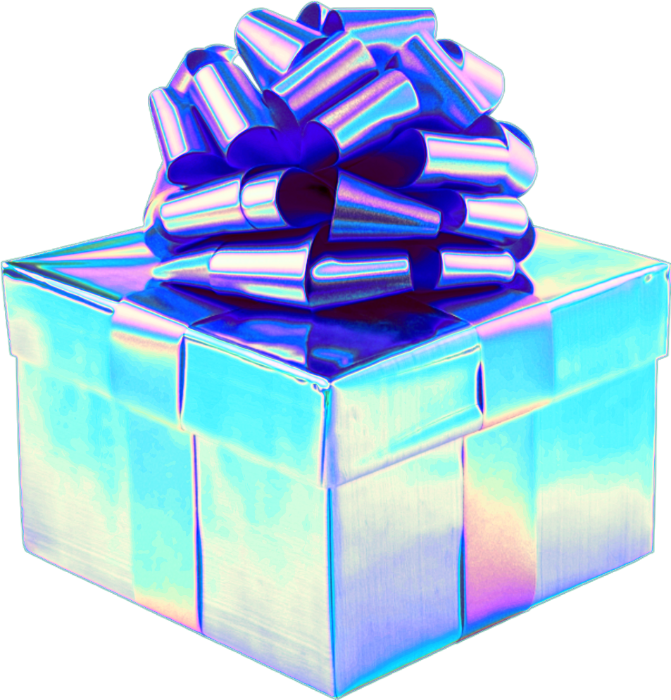 Holo Holographic Box Gift Present Bow Party Holiday - Pink Gift Box (1024x1024), Png Download