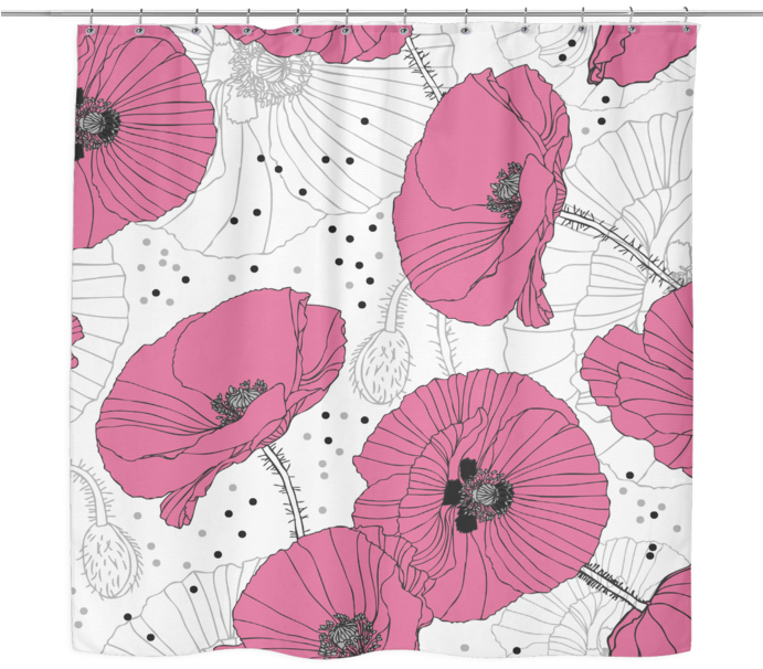 Delicate Pink Poppy Shower Curtain - Poppy Shower Curtain (690x690), Png Download