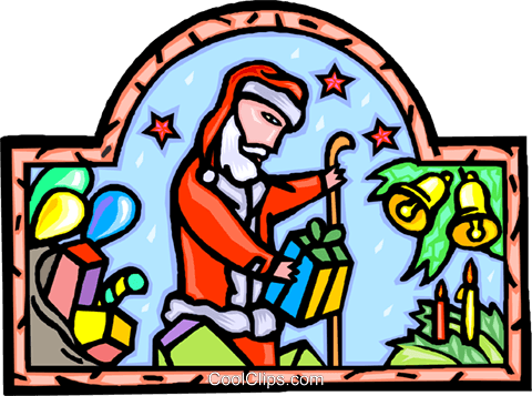 Papai Noel Entregando Presentes Livre De Direitos Vetores - Cartoon (480x357), Png Download
