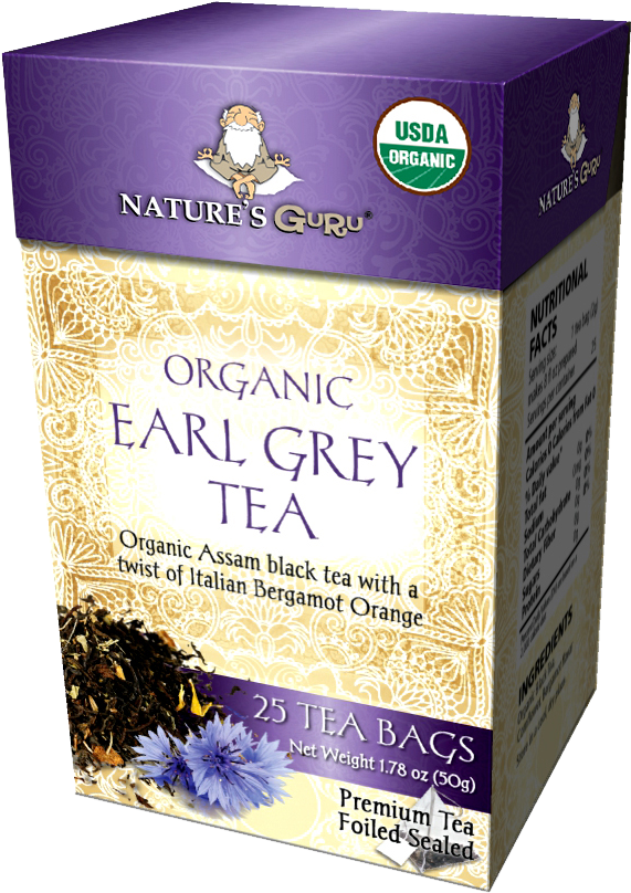 Organic Earl Gray Pyramid Tea Bags - Earl Gray Tea Package (642x875), Png Download