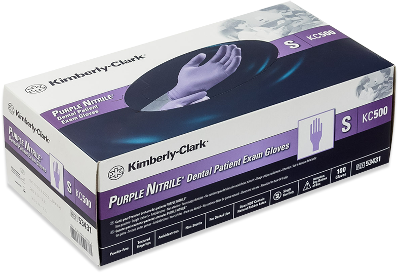 Kimberly Clark Purple Nitrile Exam Glove Box - Kimberly Clark Gloves (500x348), Png Download