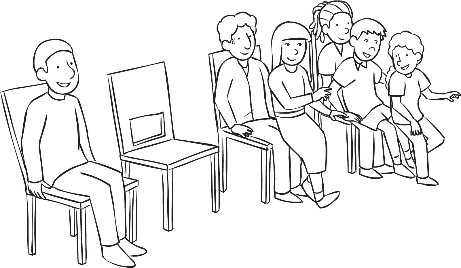 People Sitting In Chair Drawing (1600x1200), Png Download