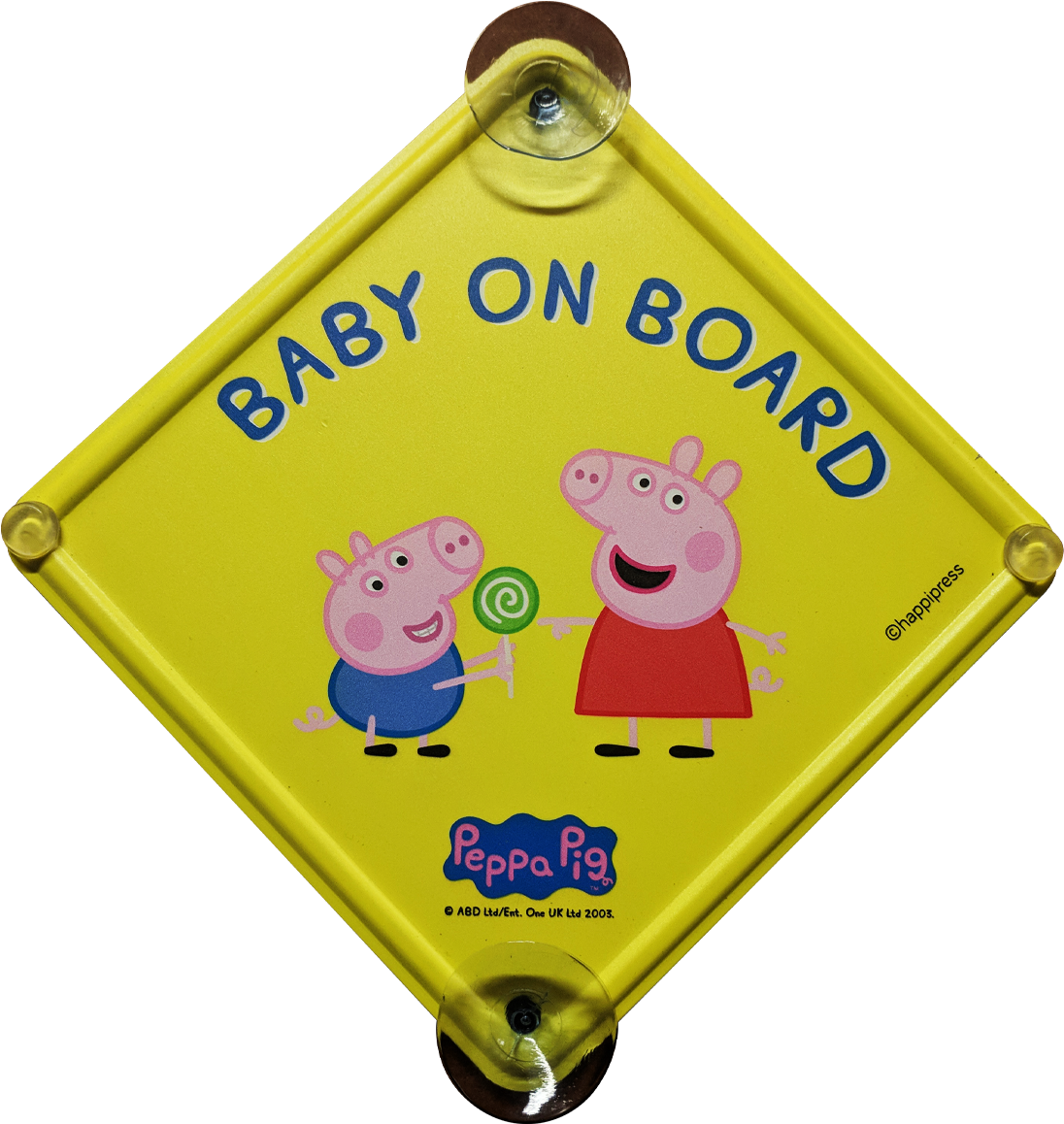 Sunshine Yellow Peppa Baby On Board Car Sign - Cartoon (1240x1239), Png Download