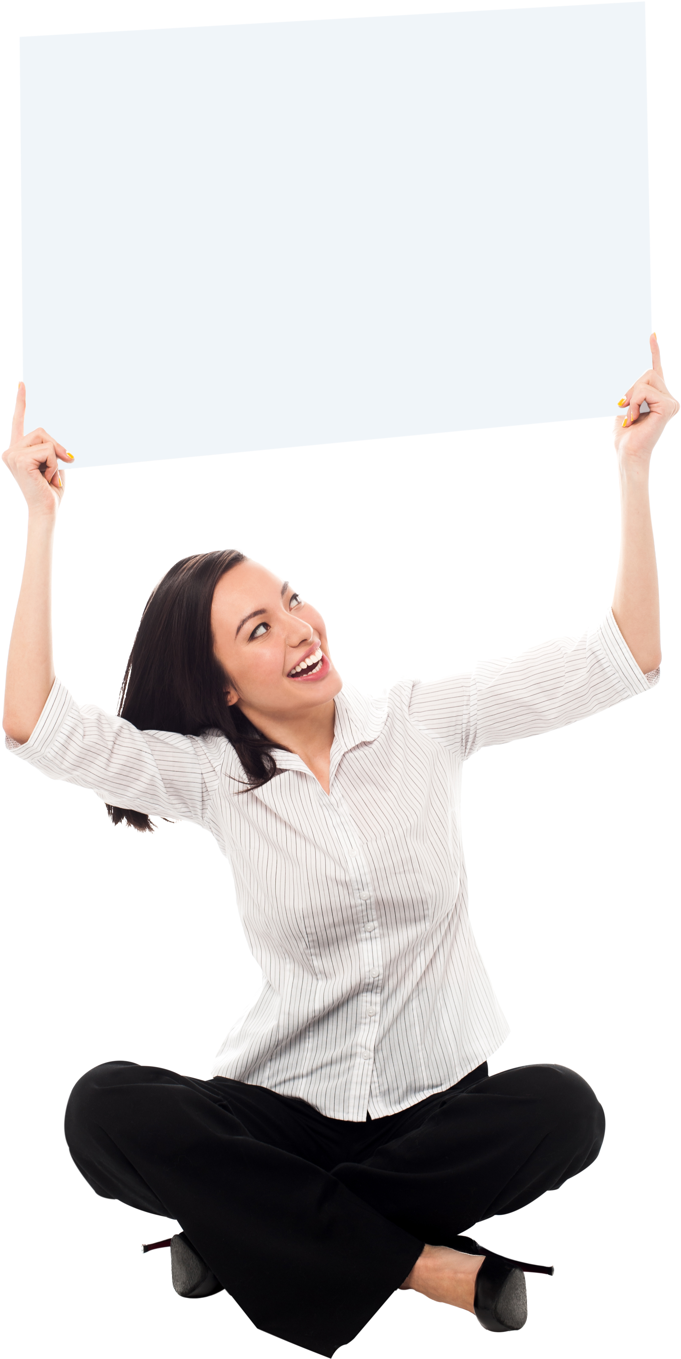 Girl Holding Banner Png Background Stock Photo - Girl Holding Banner Png (3200x4809), Png Download