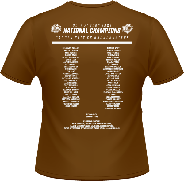 2016 Njcaa El Toro Bowl National Champions Brown T-shirt - Untrodden Corridors Of Hades (600x592), Png Download