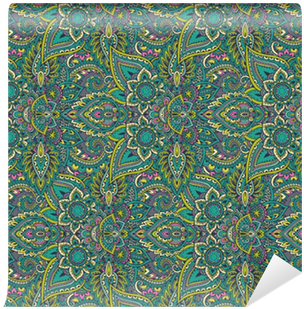 Vector Seamless Pattern With Henna Mehndi Floral Elements - Wall (400x400), Png Download