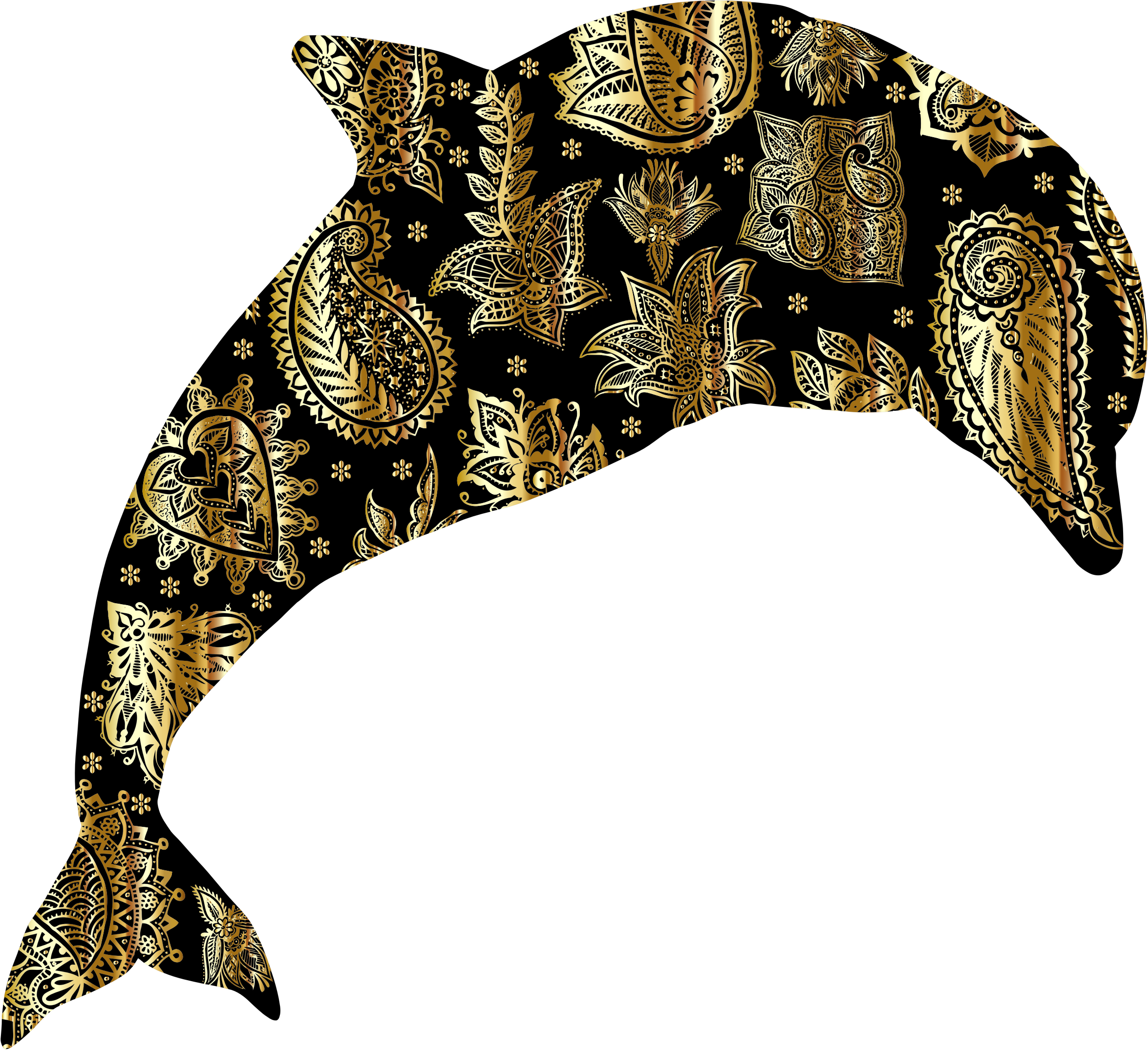This Free Icons Png Design Of Gold Floral Pattern Dolphin (2350x2150), Png Download