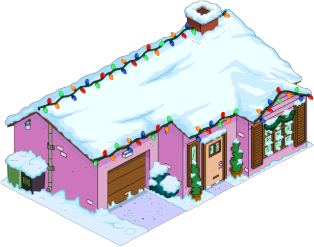Christmas Pink House Menu - The Simpsons (616x484), Png Download