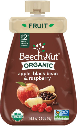 Organic Apple, Black Bean & Raspberry Pouch - Beech Nut Organic Pouch (307x500), Png Download