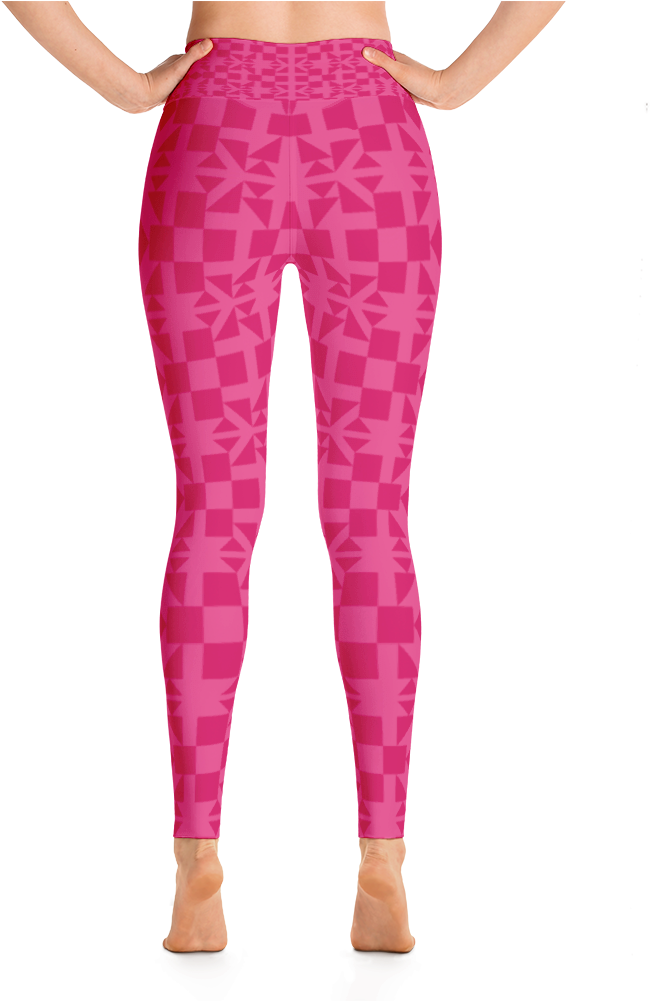Pink Square Triangle Pattern Yoga Leggings - Dunkelelfen Skala Mail Rüstung Kostüm Yoga Leggings (1000x1000), Png Download
