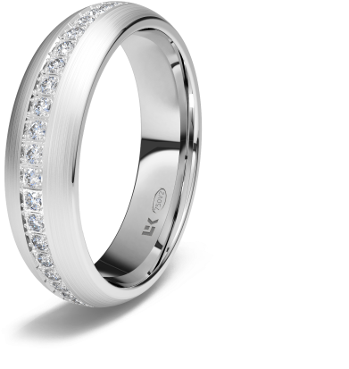 Anillo De Compromiso De Oro Blanco 18k De Forma Media - Anillo Media Caña (500x500), Png Download