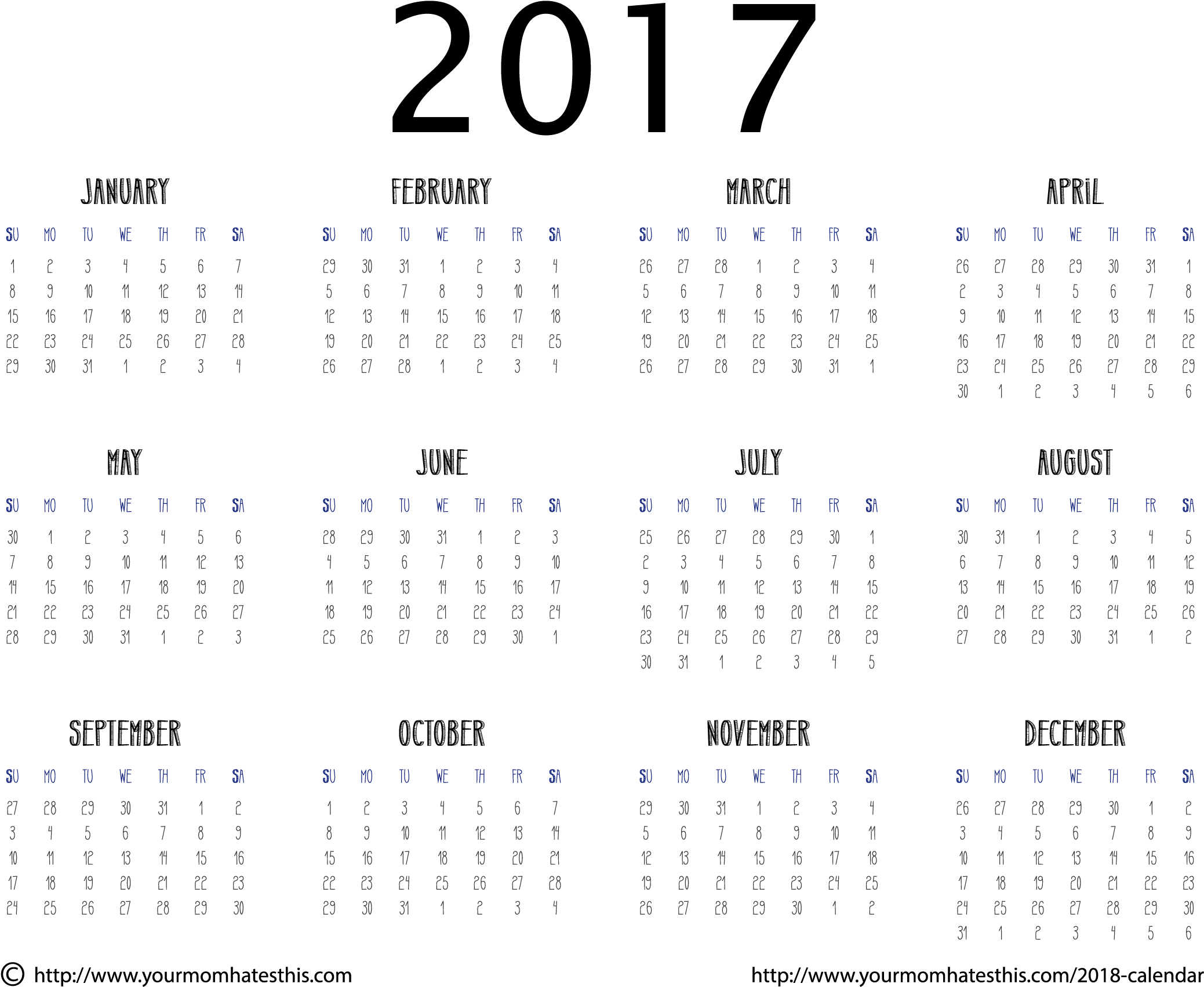 2017 Calendar Download - Number (2327x1776), Png Download