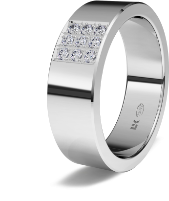 Modelo 1320 Anillo De Compromiso De Oro Blanco 18k - Anillos Anchos Oro Blanco Con Brillantes (500x500), Png Download