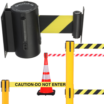 High Visibilty Stanchions - Retractable Barrier Yellow & Black (350x350), Png Download
