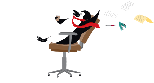 Percy Penguin Flying Through The Sky On A Swivel Chair - Percy The Penguin Cibc (497x269), Png Download