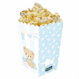 Caixa Pipoca - Baby Shower Ursinho Azul - Mini Caixa Para Pipoca 08 (328x486), Png Download