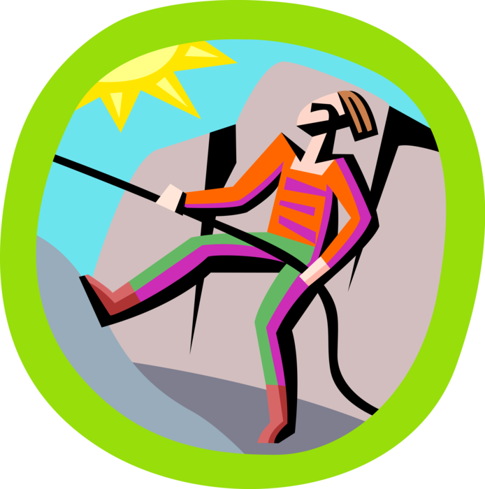 Vector Illustration Of Mountaineering Rock Climber (694x700), Png Download
